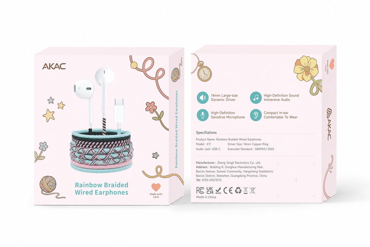 AKAC Braided Pastel Type-C Wired Earphones